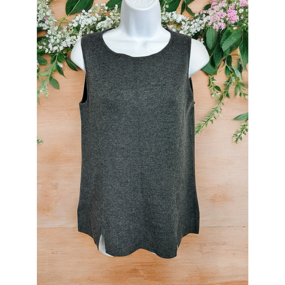 Jones New York Gray Sleeveless Sweater Sz S Long Wool Blend Front Slits Top New - Picture 1 of 6